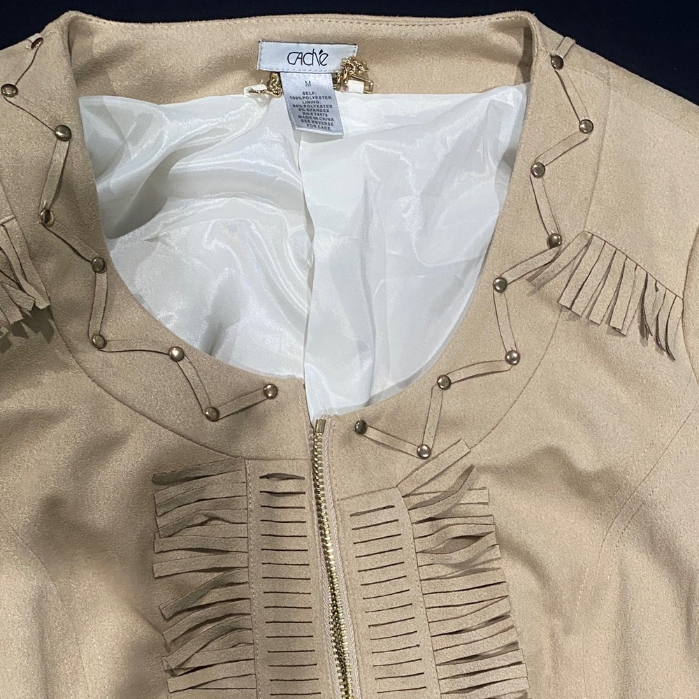 Cache Beige Ruffle Trim Blazer - image 2